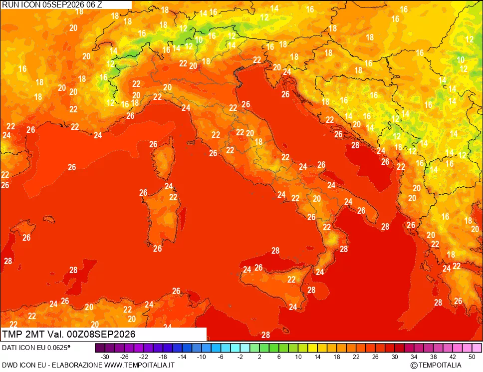 mappa Temp 2 metri