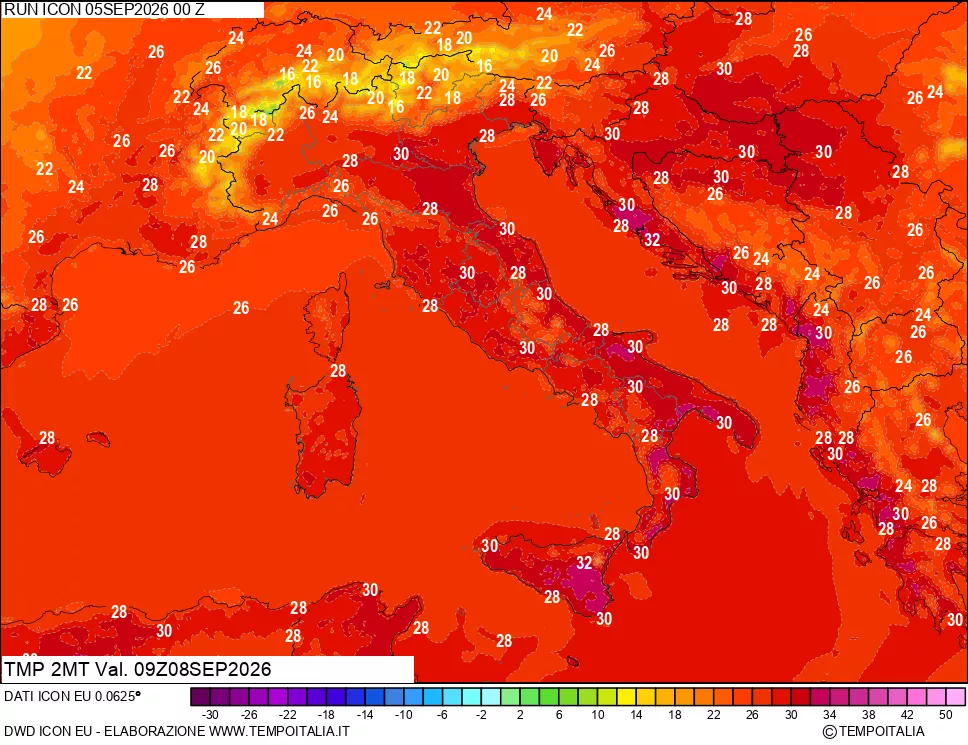 mappa Temp 2 metri