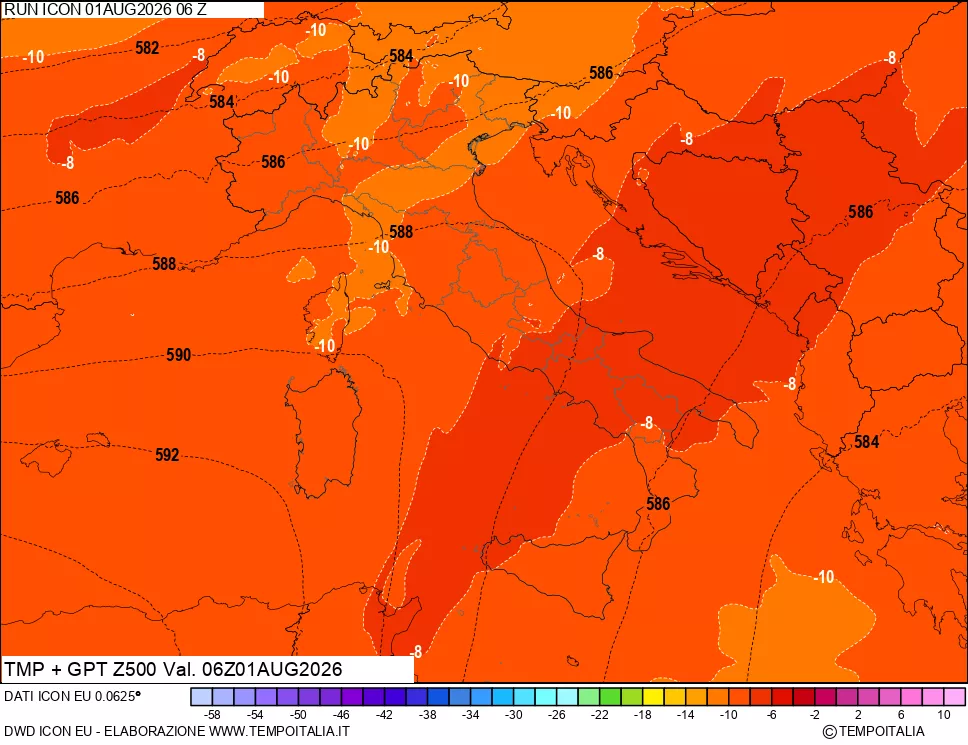 mappa 500 hPa Temp + GPT