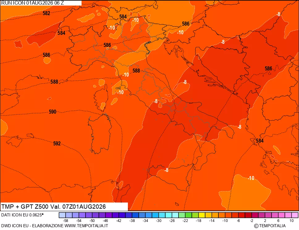 mappa 500 hPa Temp + GPT