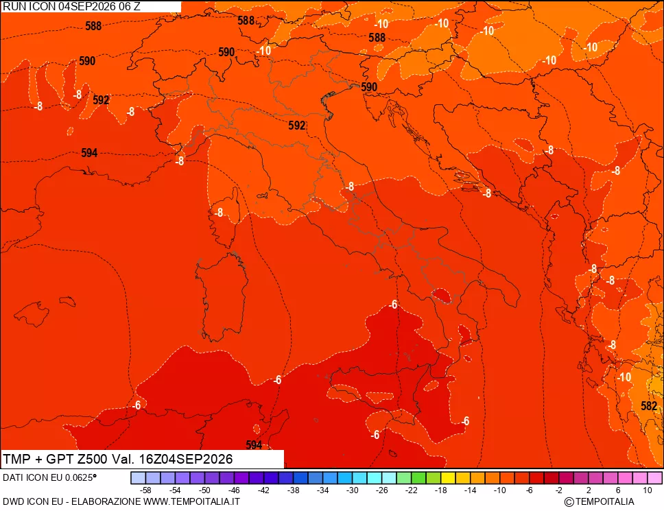 mappa 500 hPa Temp + GPT