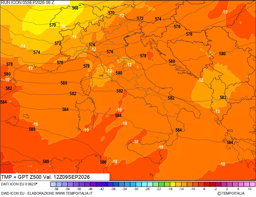 mappa 500 hPa Temp + GPT