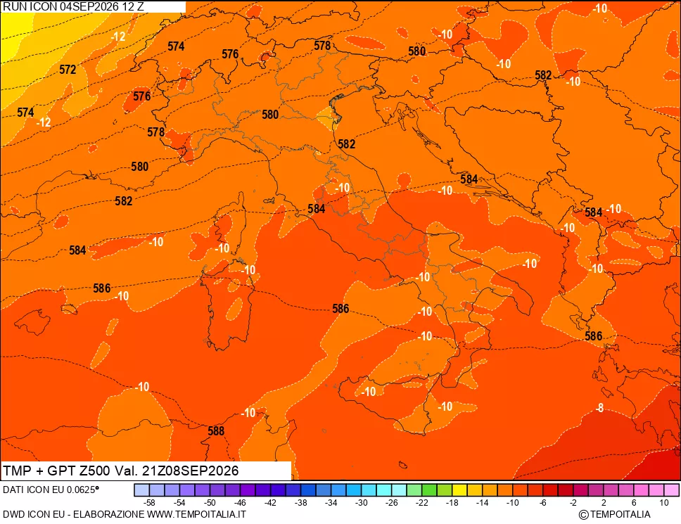mappa 500 hPa Temp + GPT