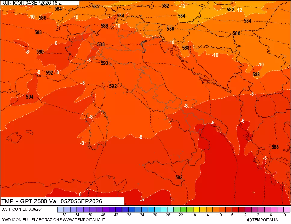 mappa 500 hPa Temp + GPT