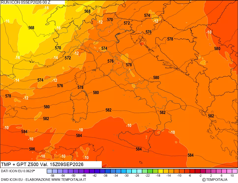 mappa 500 hPa Temp + GPT