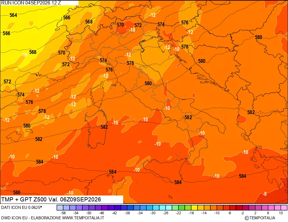 mappa 500 hPa Temp + GPT
