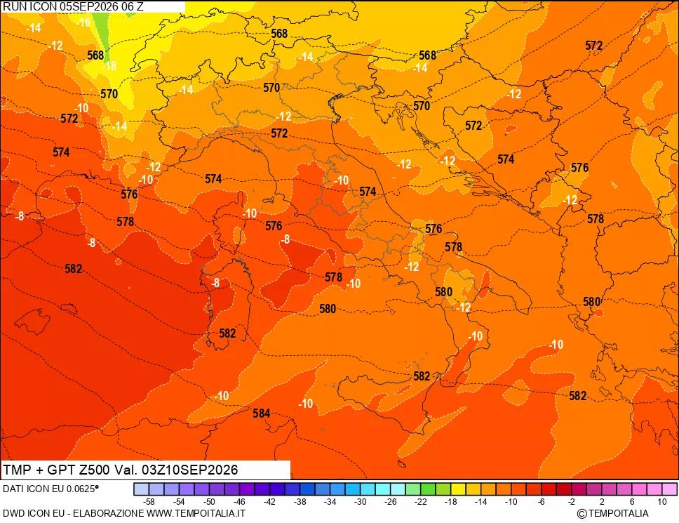 mappa 500 hPa Temp + GPT