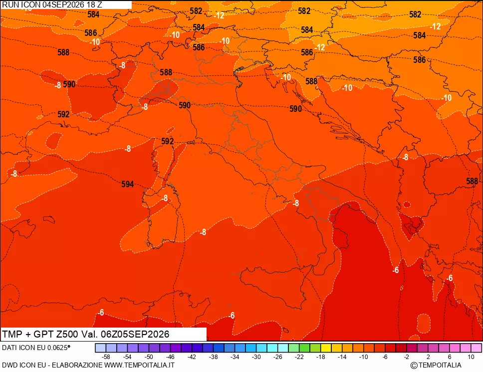 mappa 500 hPa Temp + GPT