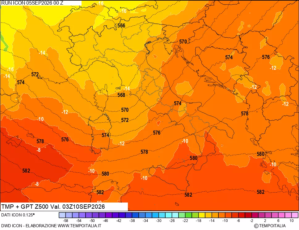mappa 500 hPa Temp + GPT
