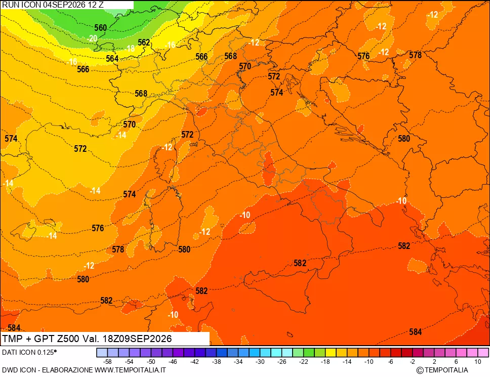 mappa 500 hPa Temp + GPT