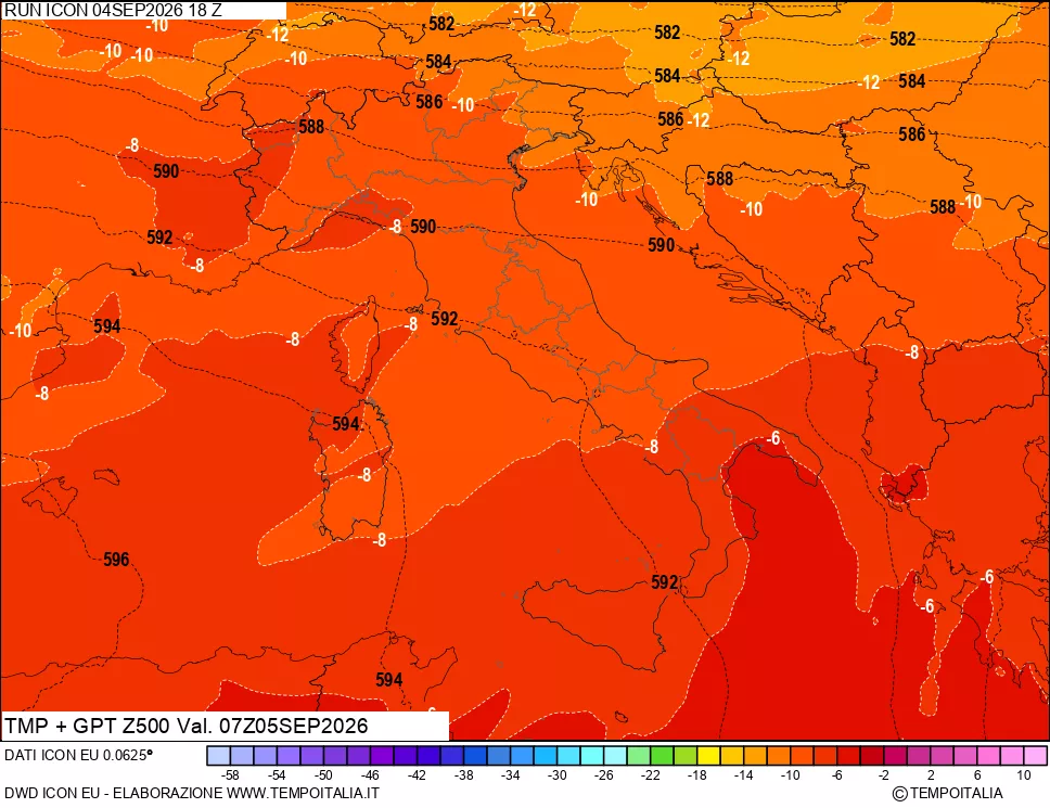 mappa 500 hPa Temp + GPT