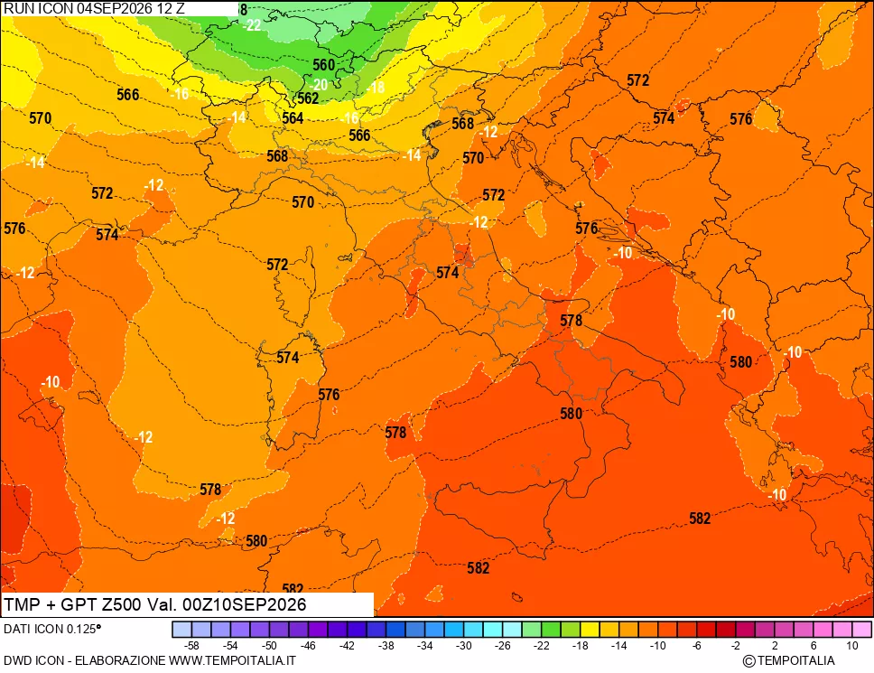 mappa 500 hPa Temp + GPT