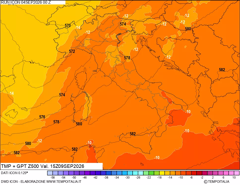 mappa 500 hPa Temp + GPT