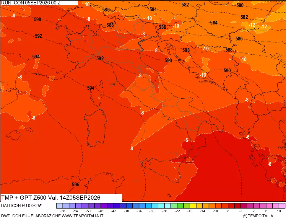 mappa 500 hPa Temp + GPT