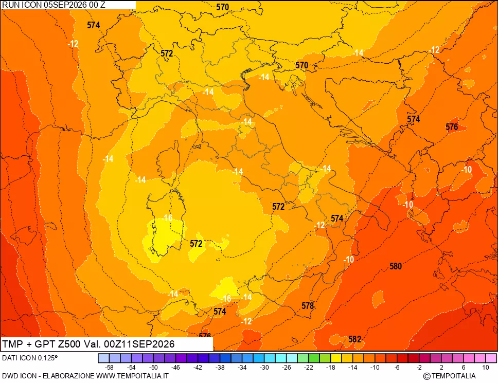 mappa 500 hPa Temp + GPT