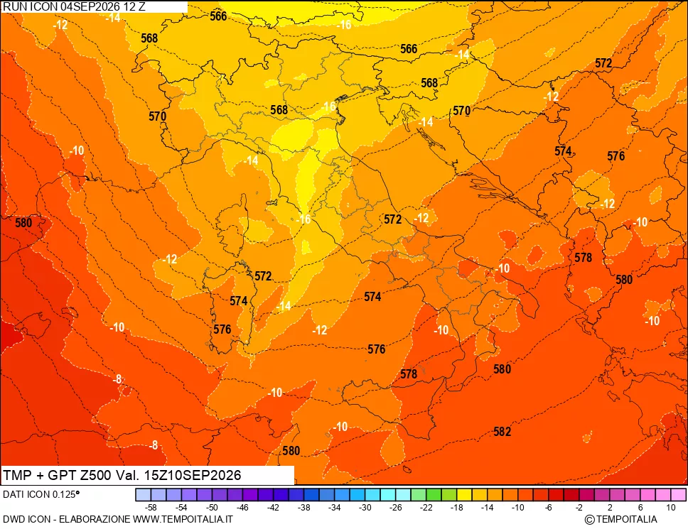 mappa 500 hPa Temp + GPT