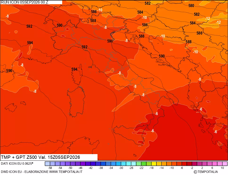 mappa 500 hPa Temp + GPT