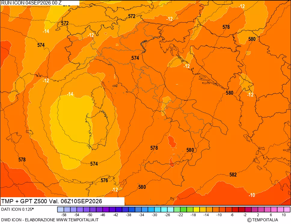 mappa 500 hPa Temp + GPT