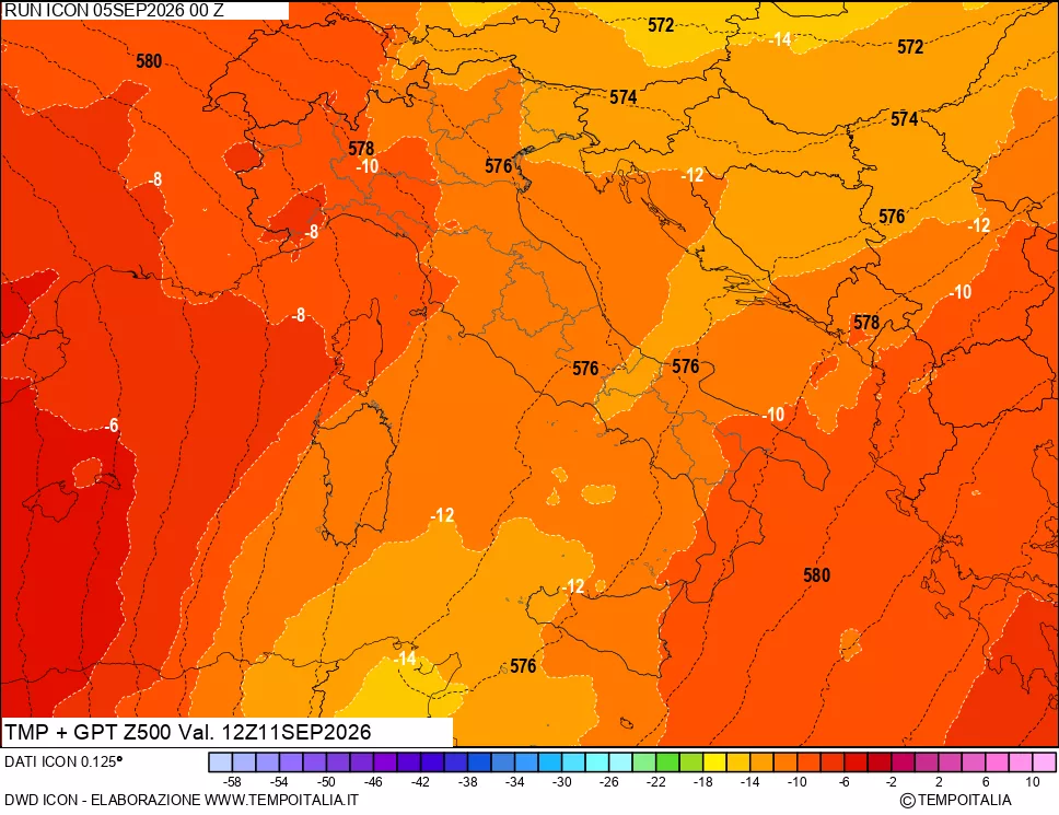 mappa 500 hPa Temp + GPT