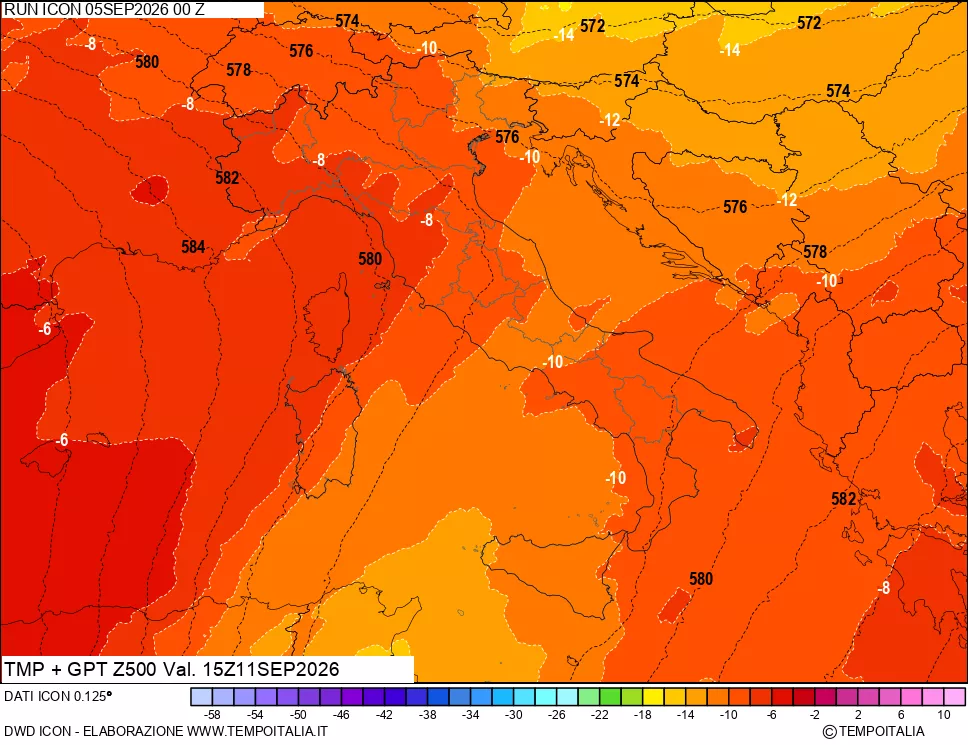 mappa 500 hPa Temp + GPT