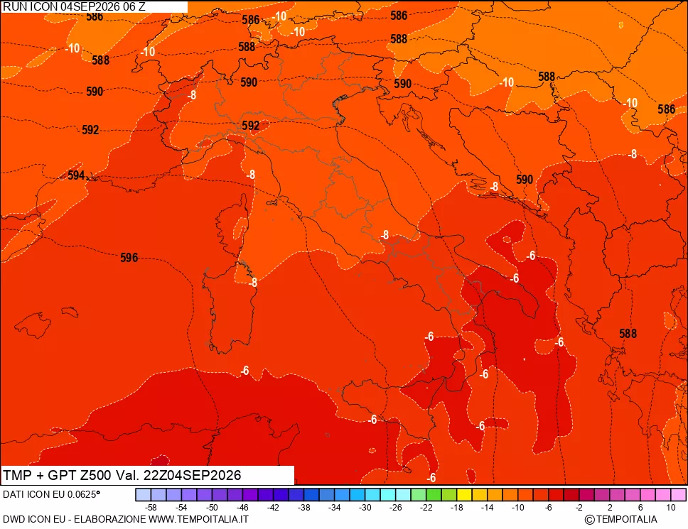 mappa 500 hPa Temp + GPT