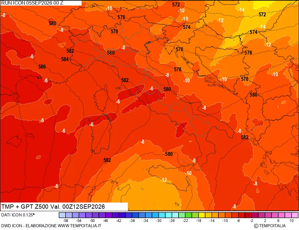 mappa 500 hPa Temp + GPT