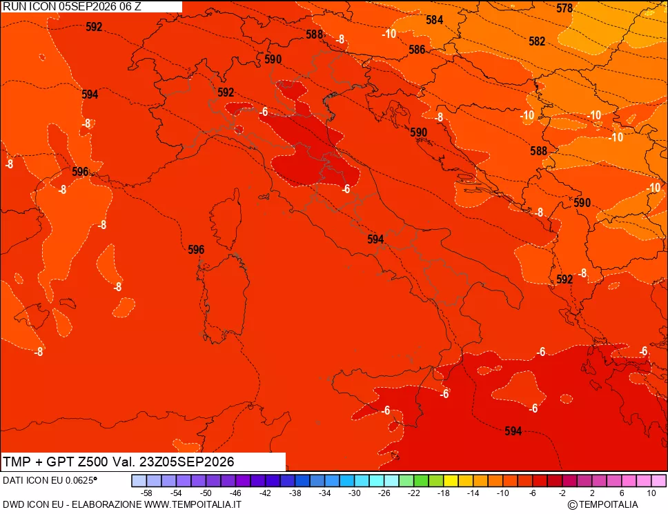 mappa 500 hPa Temp + GPT