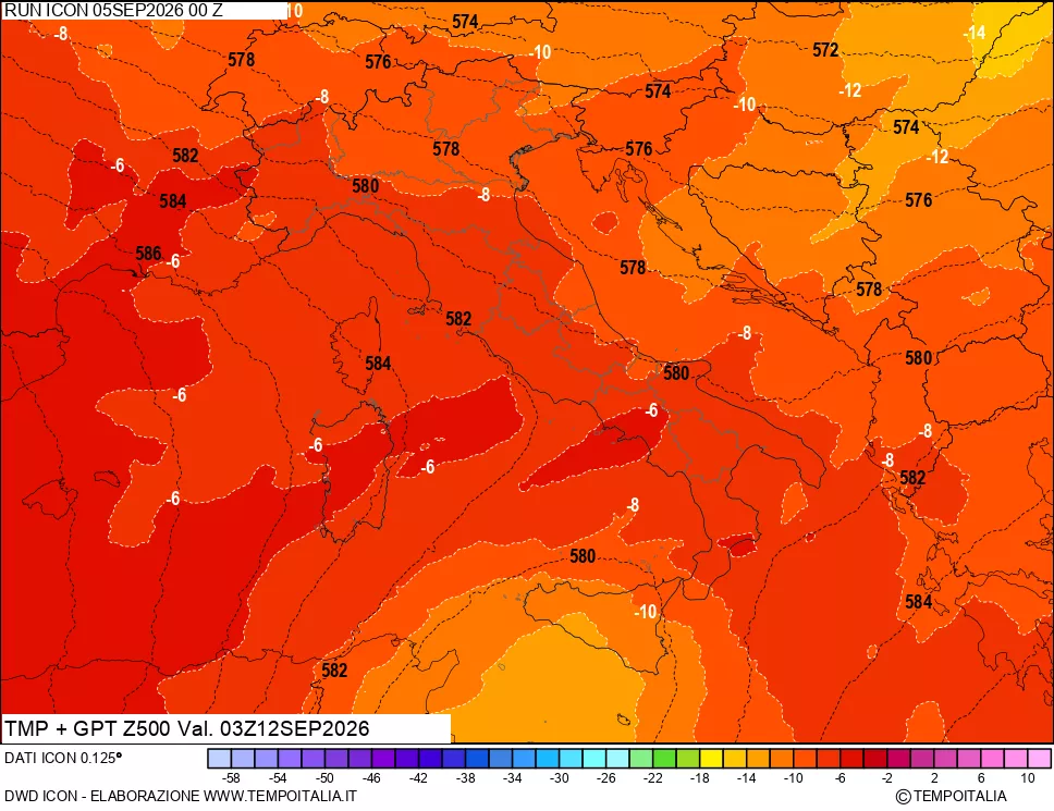 mappa 500 hPa Temp + GPT