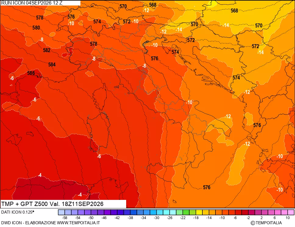 mappa 500 hPa Temp + GPT