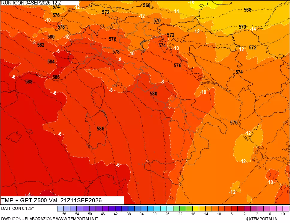 mappa 500 hPa Temp + GPT
