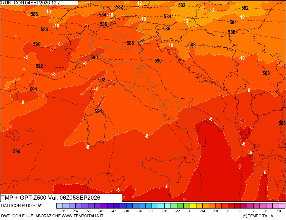 mappa 500 hPa Temp + GPT