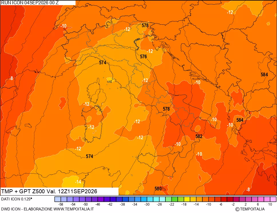mappa 500 hPa Temp + GPT