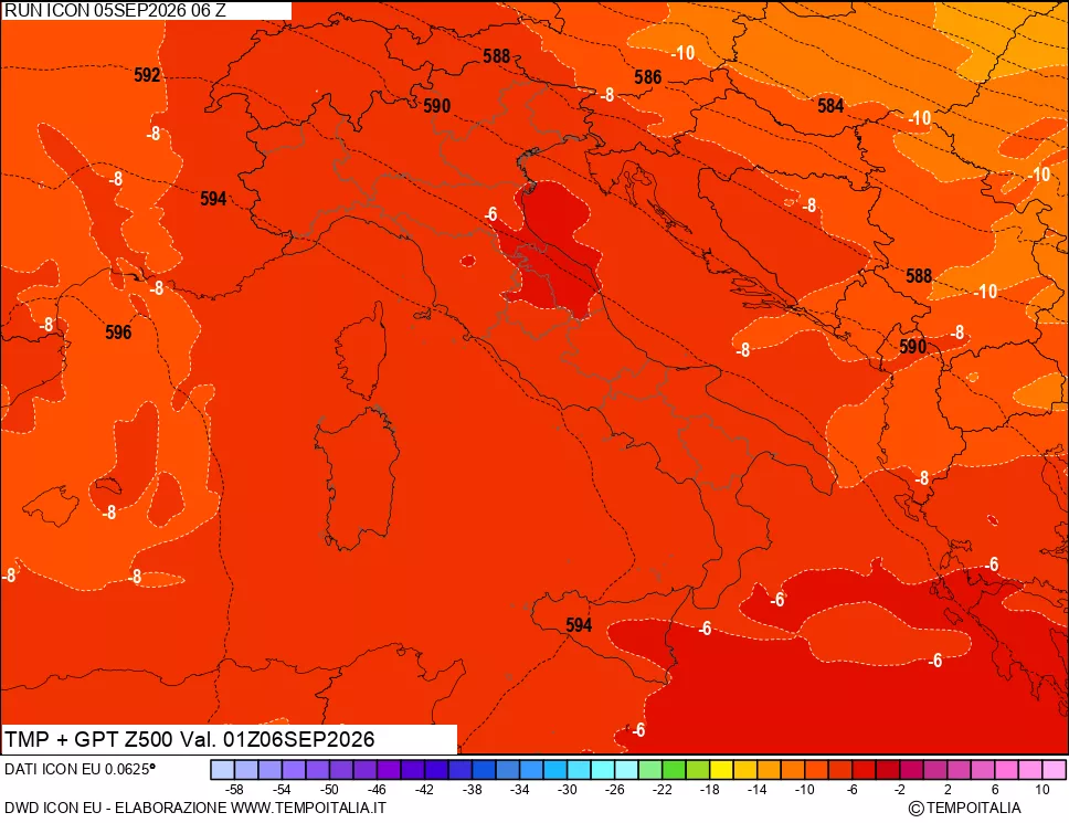 mappa 500 hPa Temp + GPT