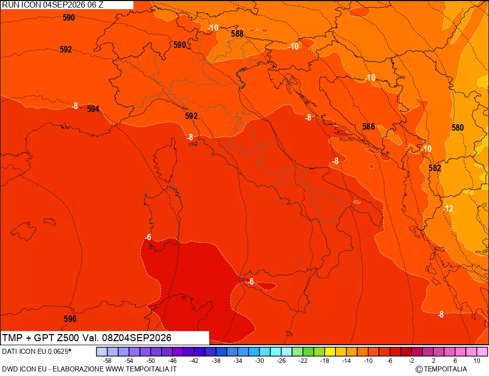 mappa 500 hPa Temp + GPT