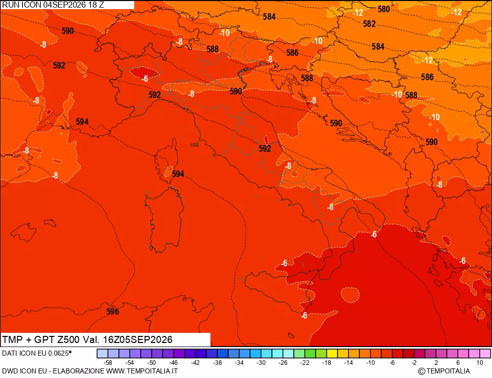 mappa 500 hPa Temp + GPT