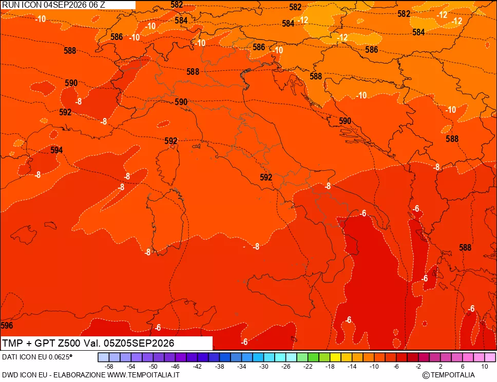 mappa 500 hPa Temp + GPT