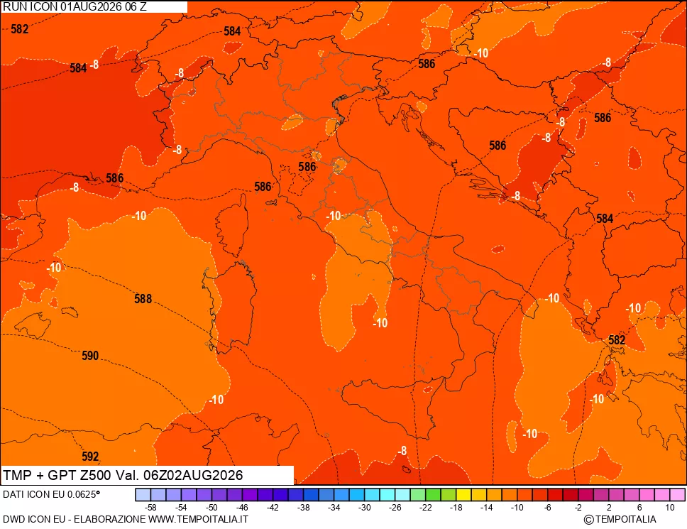 mappa 500 hPa Temp + GPT
