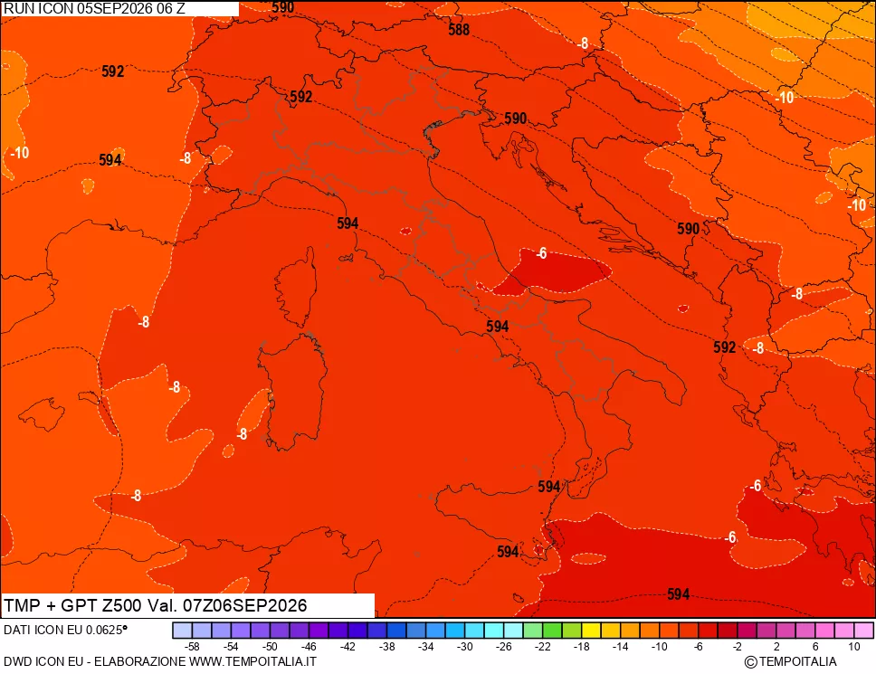 mappa 500 hPa Temp + GPT