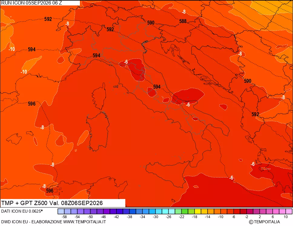 mappa 500 hPa Temp + GPT
