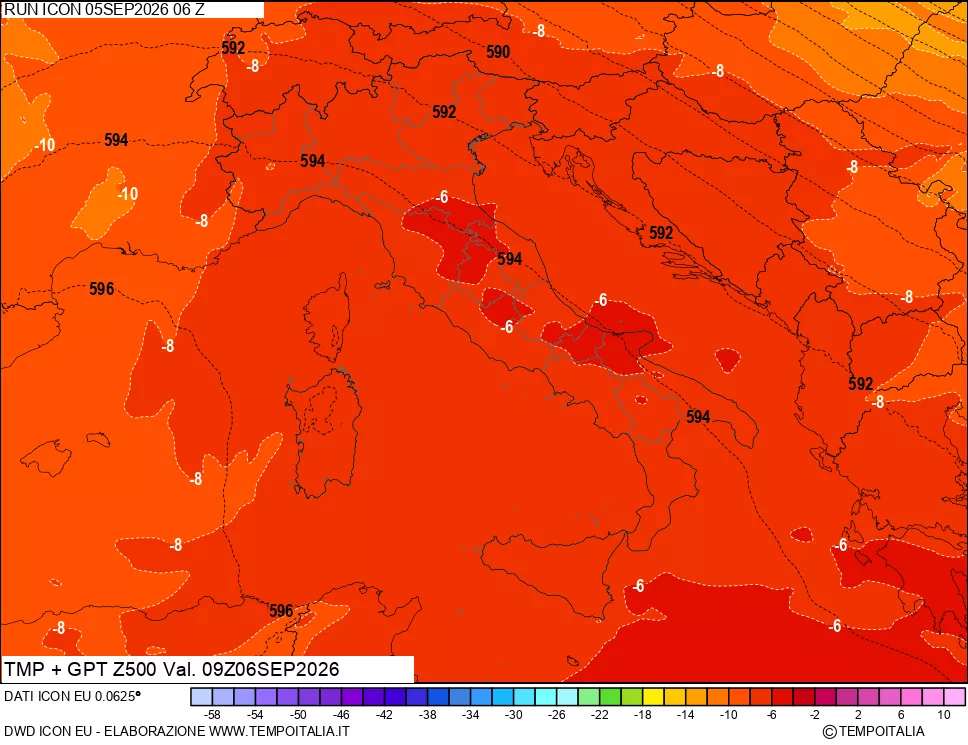 mappa 500 hPa Temp + GPT