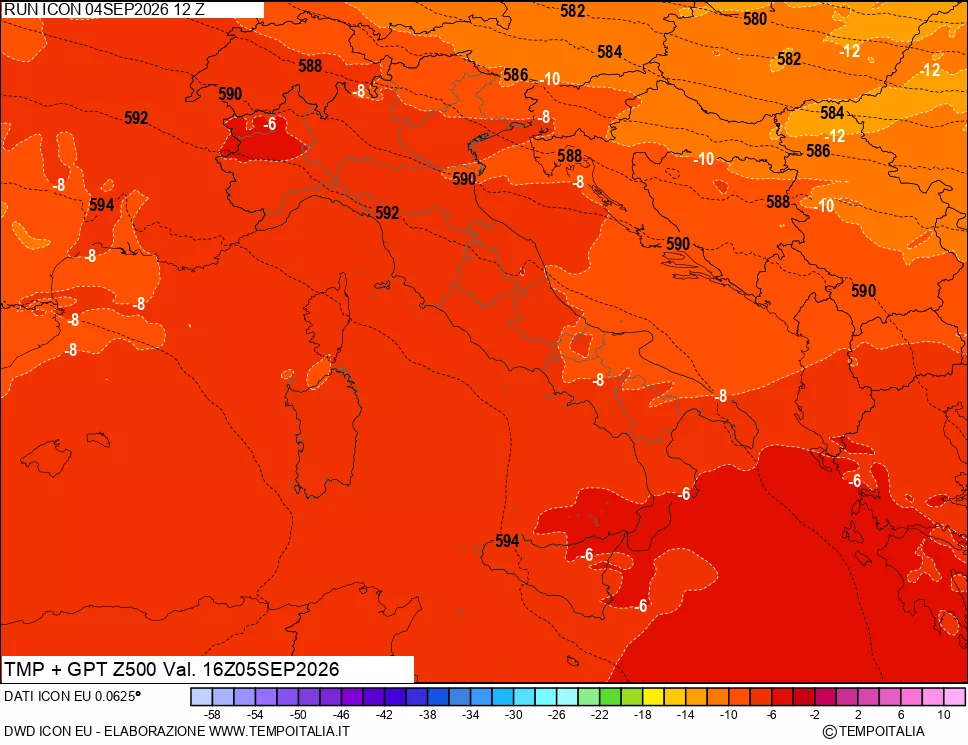 mappa 500 hPa Temp + GPT
