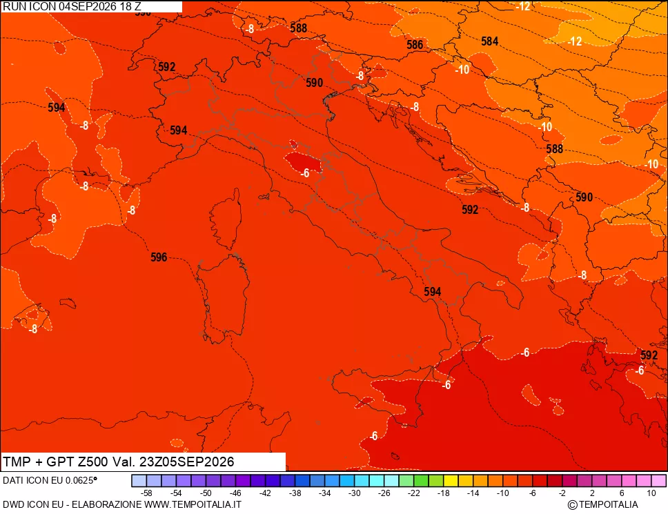 mappa 500 hPa Temp + GPT