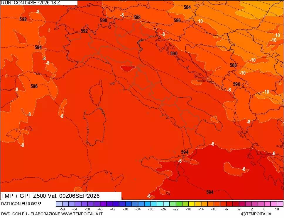 mappa 500 hPa Temp + GPT