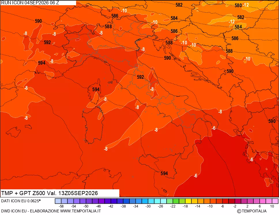mappa 500 hPa Temp + GPT