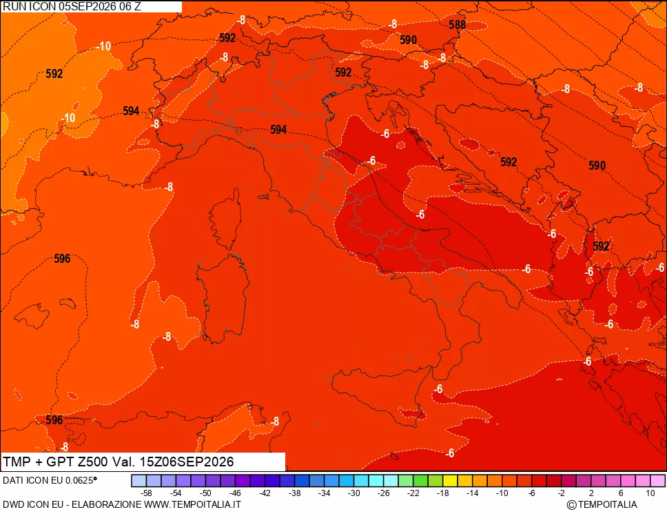 mappa 500 hPa Temp + GPT