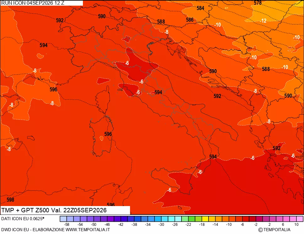 mappa 500 hPa Temp + GPT