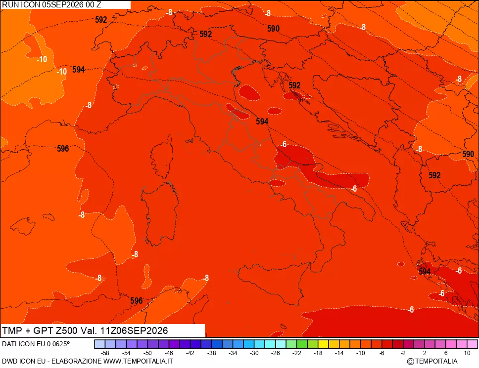 mappa 500 hPa Temp + GPT