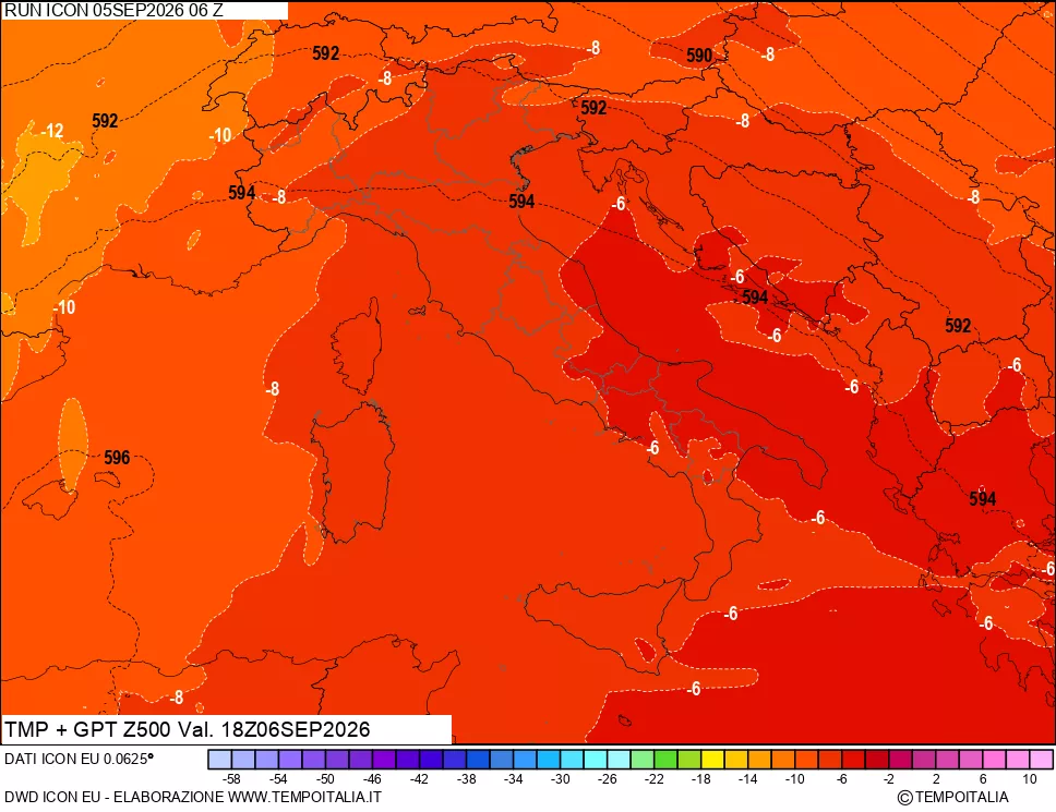 mappa 500 hPa Temp + GPT