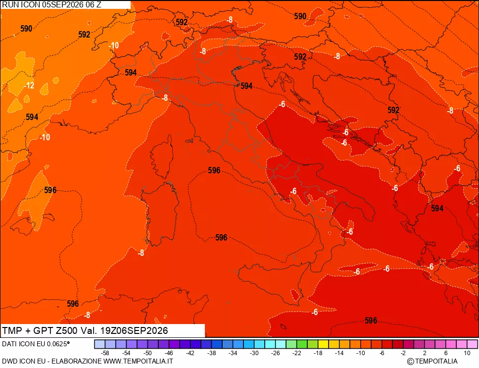 mappa 500 hPa Temp + GPT