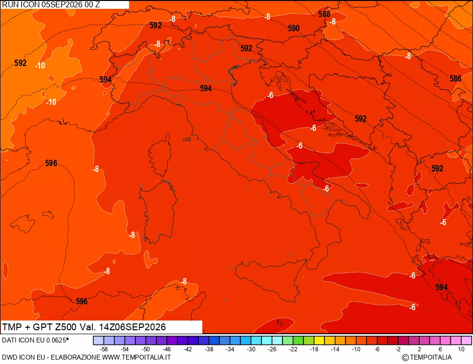 mappa 500 hPa Temp + GPT